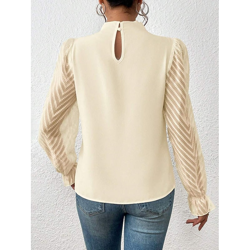 Blouse plissée à manches transparentes à chevrons — Amielle Paris