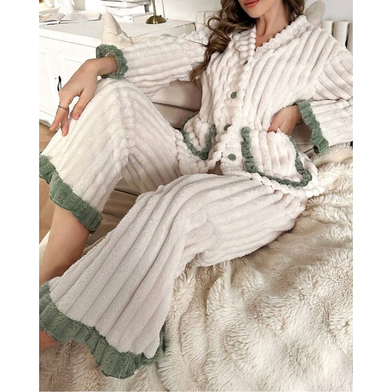 Ensemble de pyjama en polaire à volants — Amielle Paris