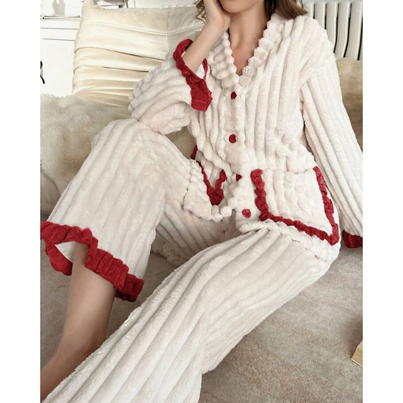 Ensemble de pyjama en polaire à volants — Amielle Paris
