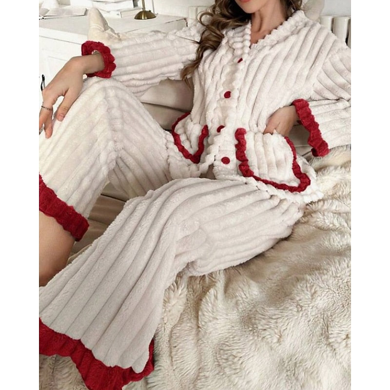Ensemble de pyjama en polaire à volants — Amielle Paris
