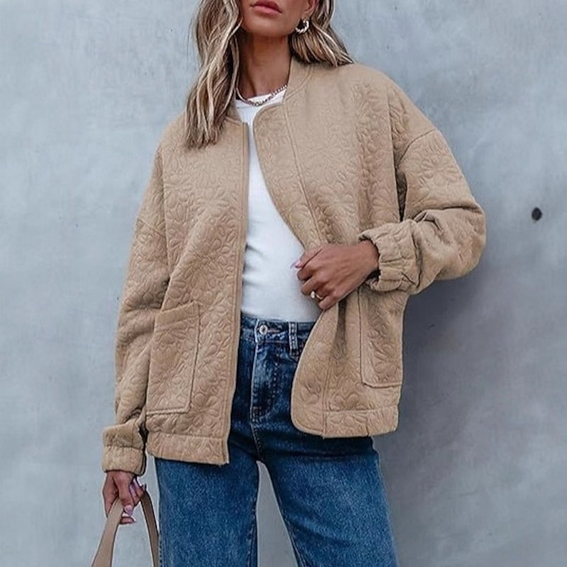 Blouson matelassé floral à col montant — Amielle Paris