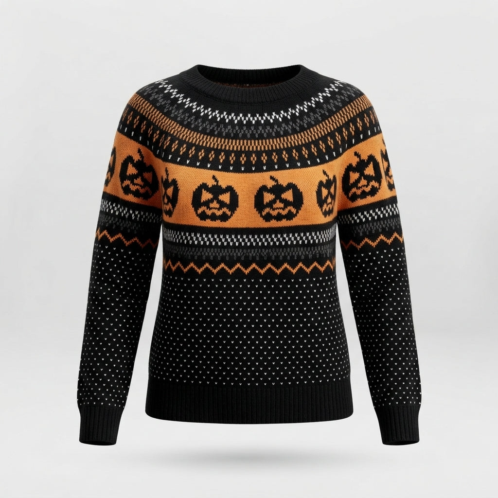 Pumpkin Grin — Pull Halloween à citrouilles — vue 2