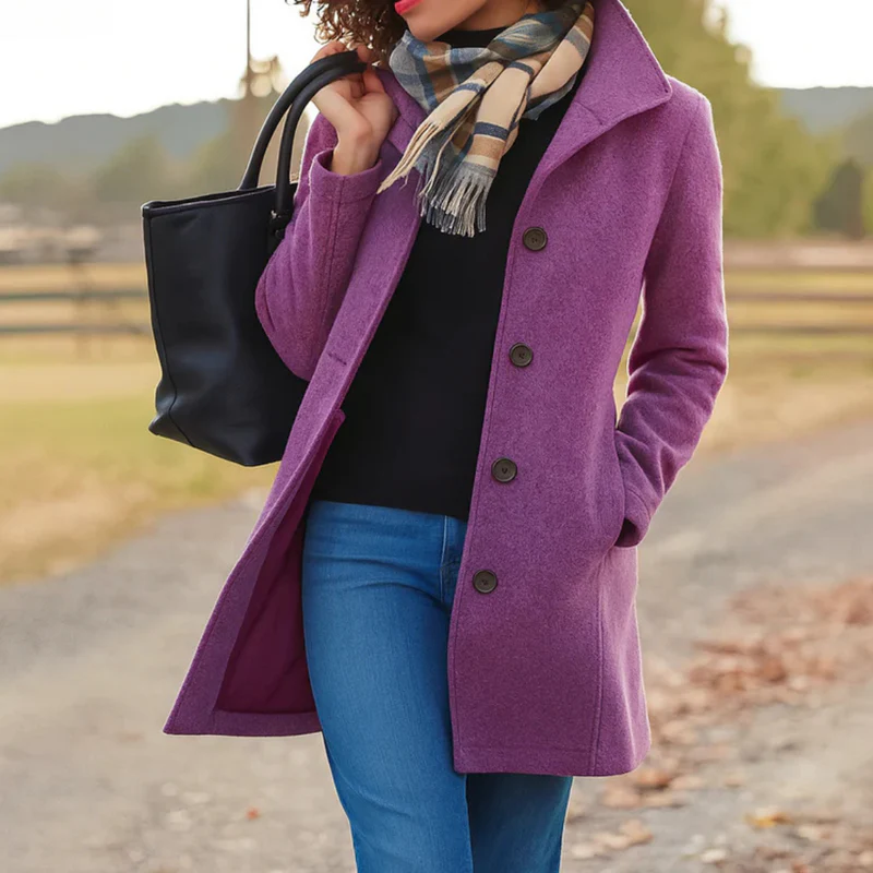 Elara — Manteau boutonné à col classique — Amielle Paris