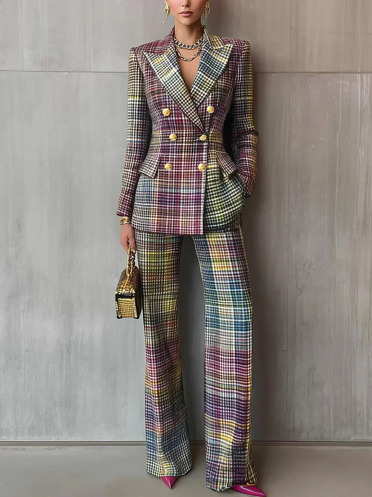 Tailleur à carreaux et pantalon large — Amielle Paris
