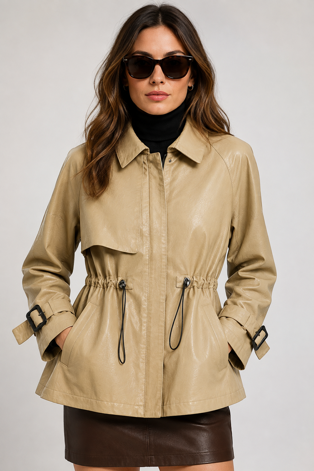 Rosie — Veste effet cuir à taille ajustable — Amielle Paris