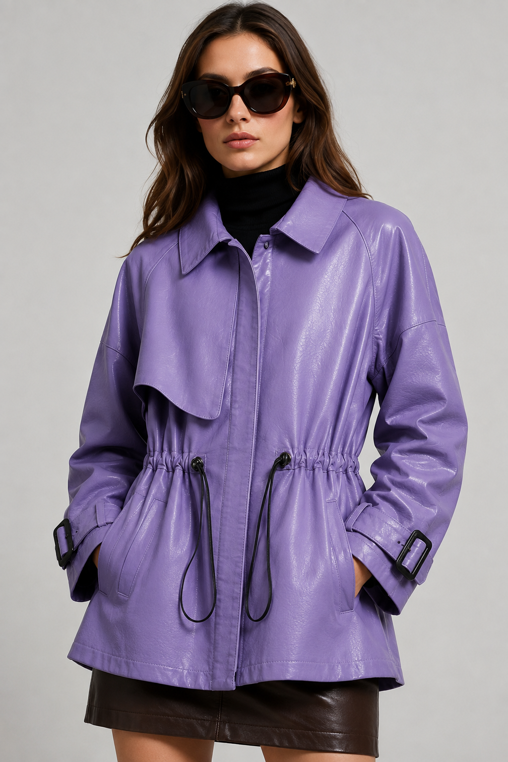 Rosie — Veste effet cuir à taille ajustable — Amielle Paris