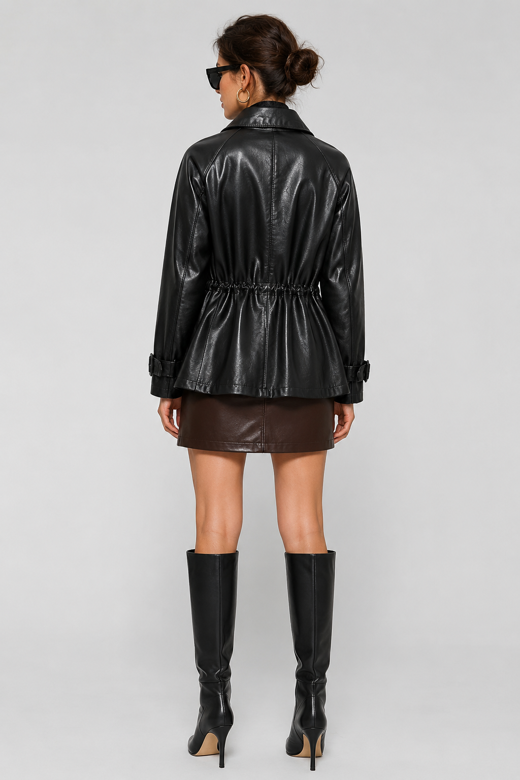 Rosie — Veste effet cuir à taille ajustable — Amielle Paris