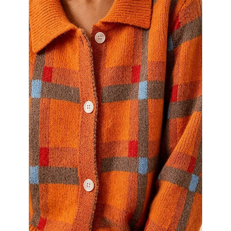 Gilet boutonné à carreaux multicolores — Amielle Paris