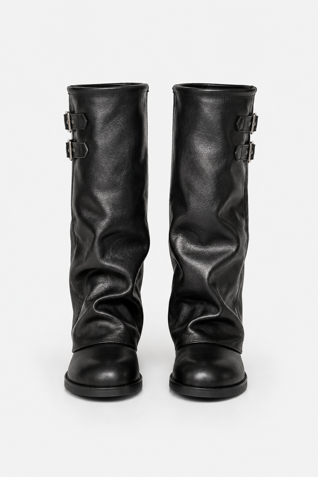Bottes hautes zippées à talon plat Fantine — Amielle Paris