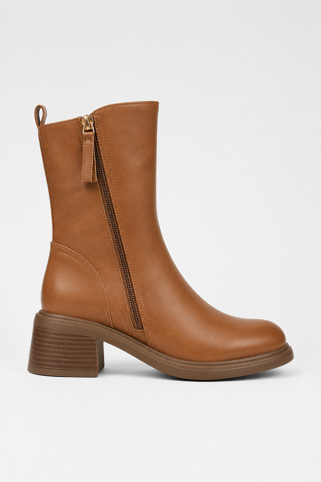 Bottines à talon bloc et zip doré
