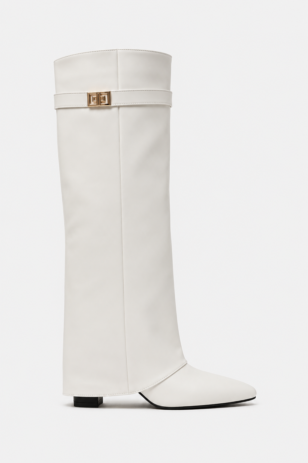Bottes hautes à rabat et chaîne dorée