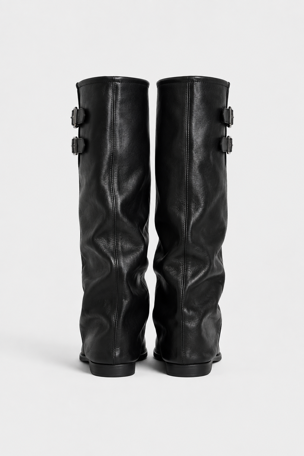 Bottes hautes zippées à talon plat Fantine — Amielle Paris