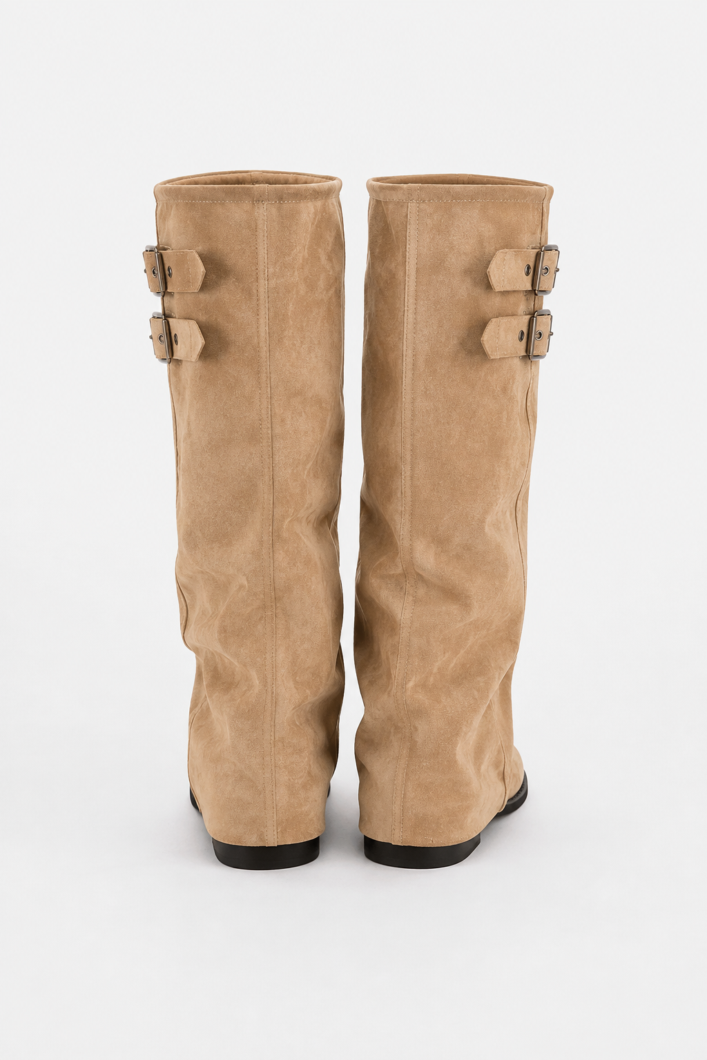 Bottes hautes zippées à talon plat Fantine — Amielle Paris