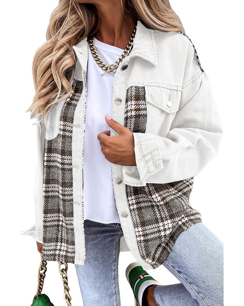 Veste ample en jean à empiècements à carreaux — Amielle Paris