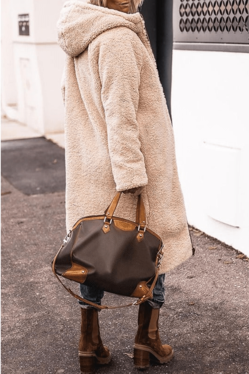 Sienna — Manteau long réversible à col contrastant — Amielle Paris