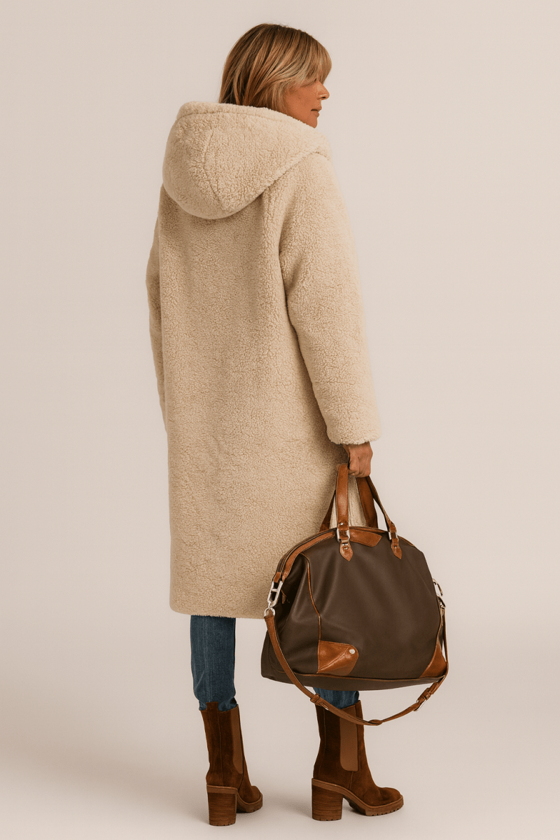 Sienna — Manteau long réversible à col contrastant — Amielle Paris