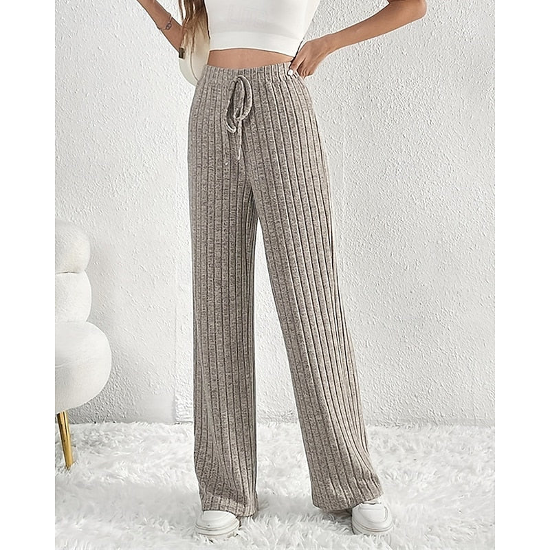 Pantalon large côtelé à taille avec cordon — Amielle Paris