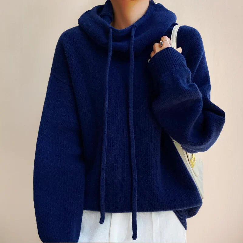 Aurora — Pull ample en laine à capuche — Amielle Paris