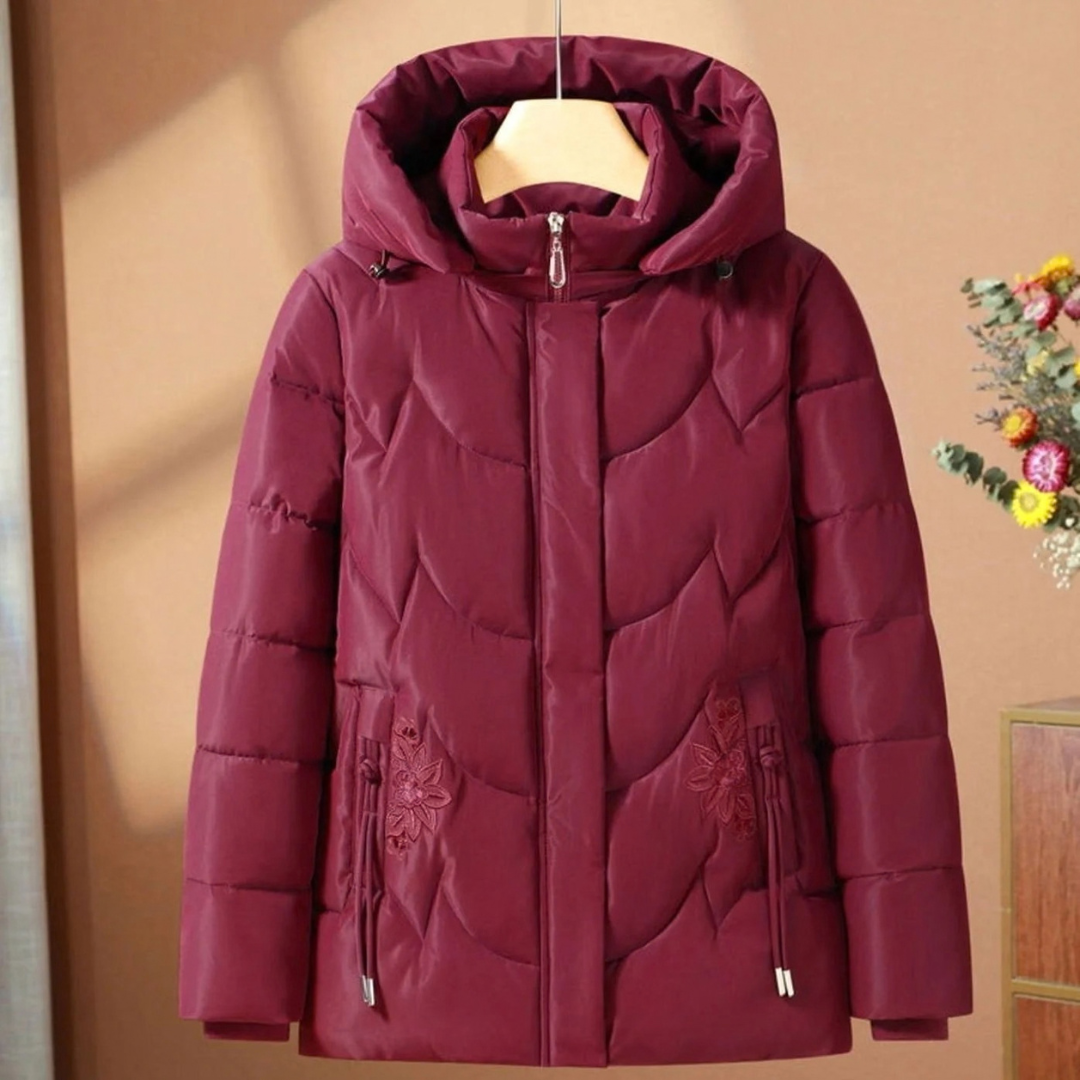 Greta — Veste matelassée à détails fleuris — Amielle Paris