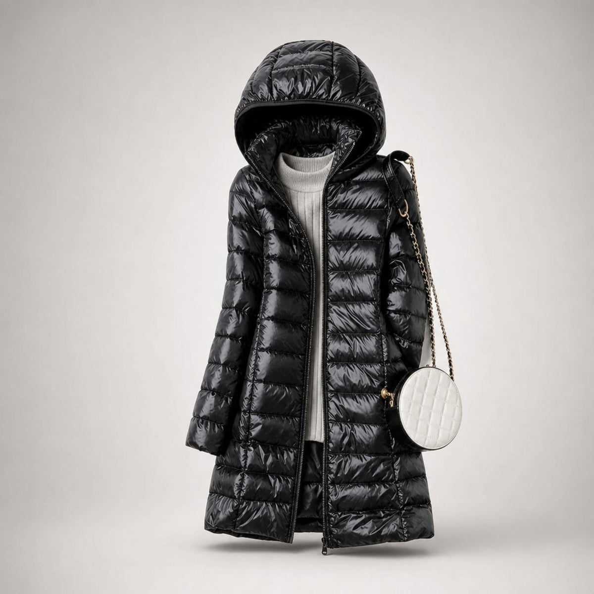 Doudoune longue légère à capuche — Amielle Paris