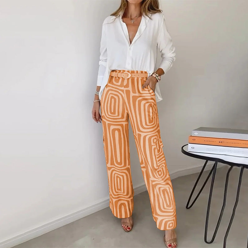Geneviève | Ensemble à pantalon large et motifs — Amielle Paris