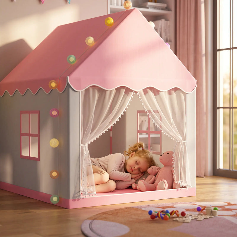 Tente de jeu château avec guirlande lumineuse — vue 1