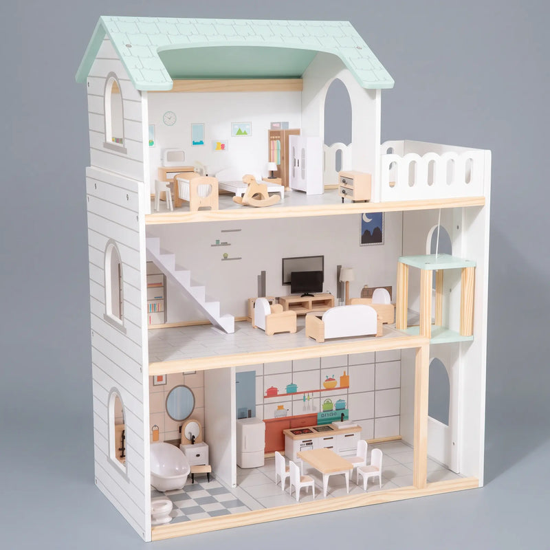 Maison de poupées en bois à 3 étages — 80,5 cm — vue 1