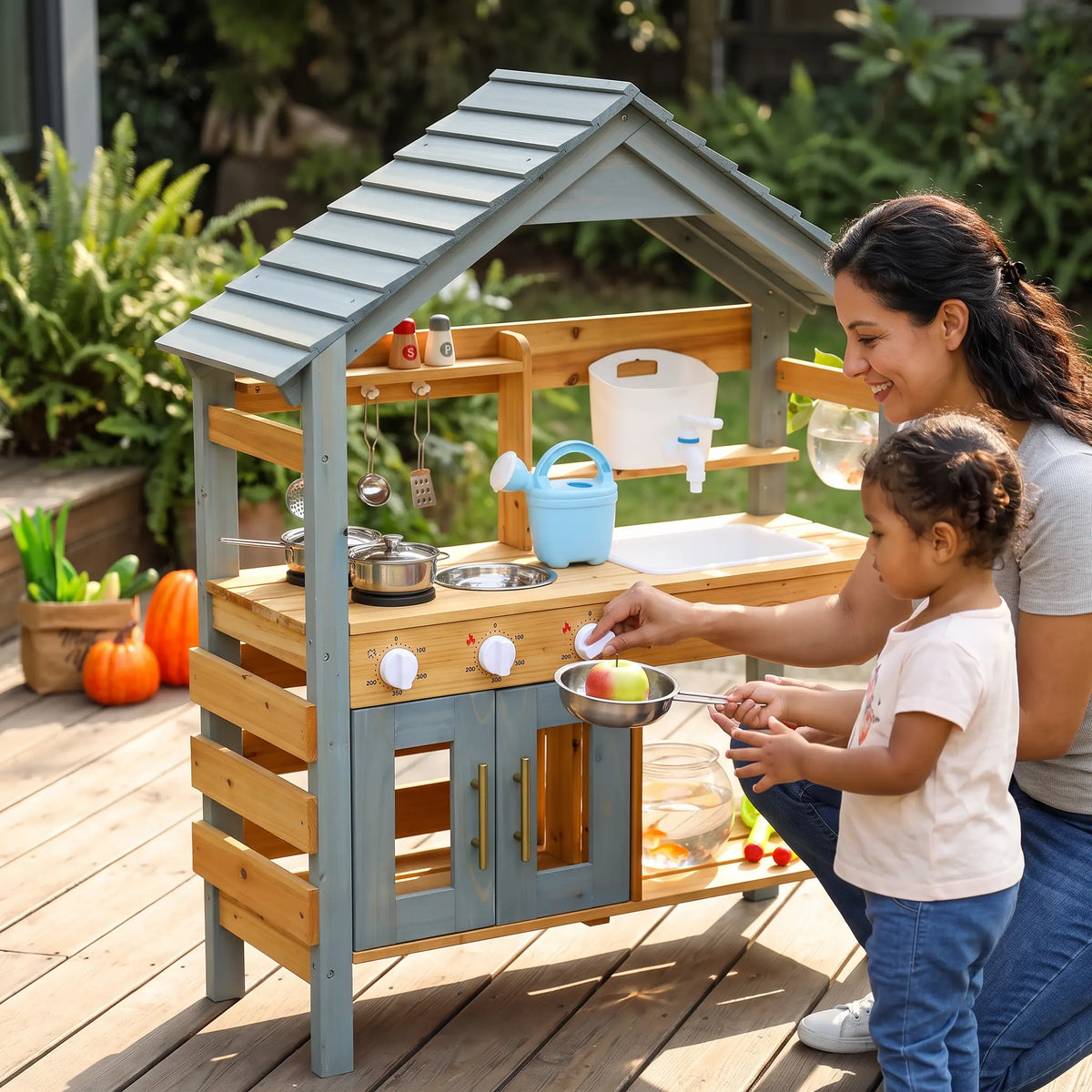 Cuisine extérieure enfant en bois — 26 pièces — vue 2
