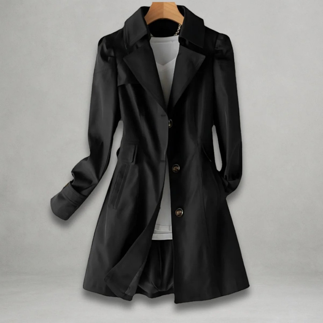 Trench long boutonné à col travaillé — Amielle Paris