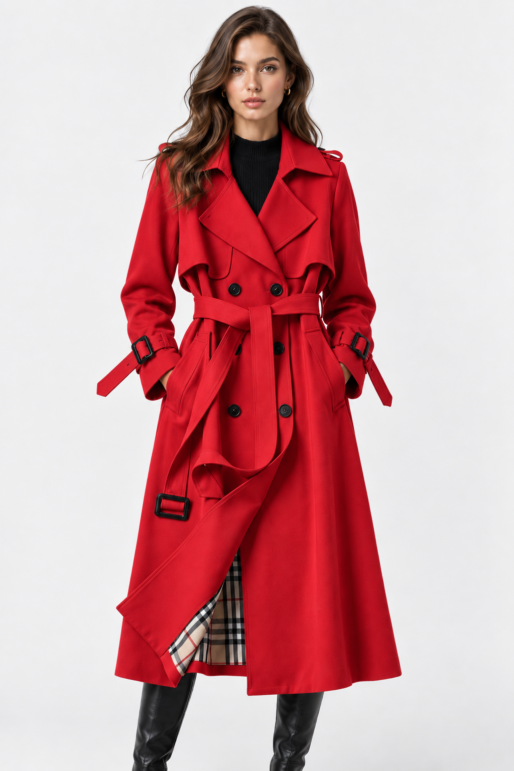 Trench long croisé à ceinture nouée — Amielle Paris