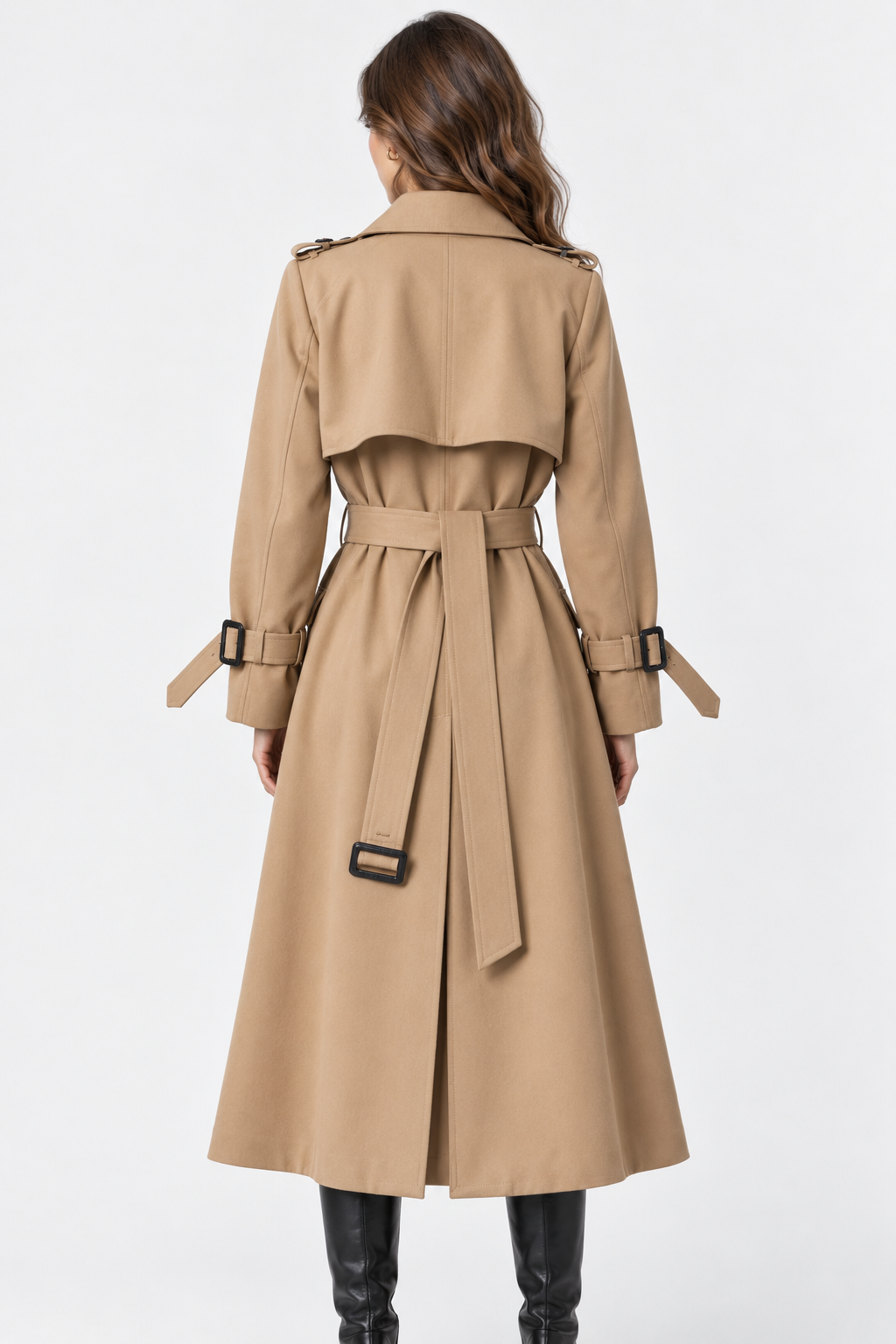 Trench long croisé à ceinture nouée — Amielle Paris