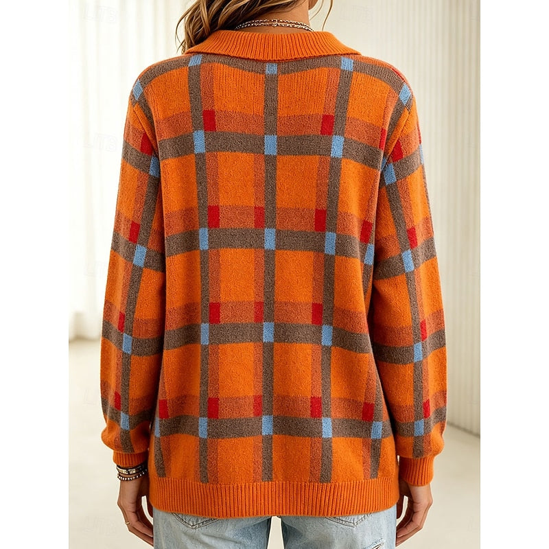 Gilet boutonné à carreaux multicolores — Amielle Paris