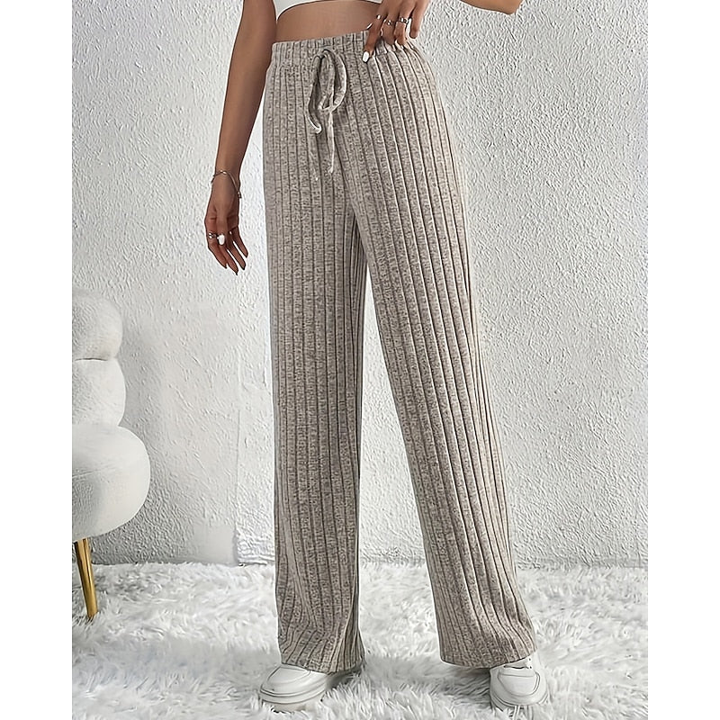 Pantalon large côtelé à taille avec cordon — Amielle Paris