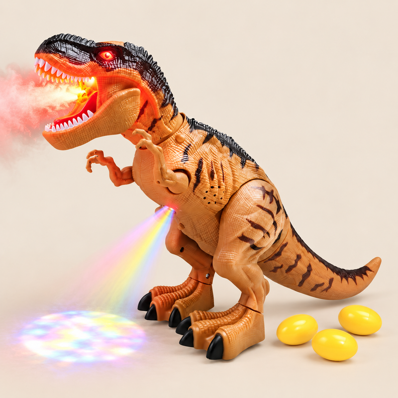 Dinosaure marcheur avec brume et 3 œufs — vue 1