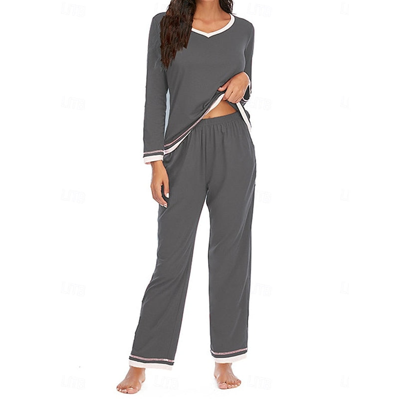 Ensemble haut et pantalon à finitions côtelées — Amielle Paris