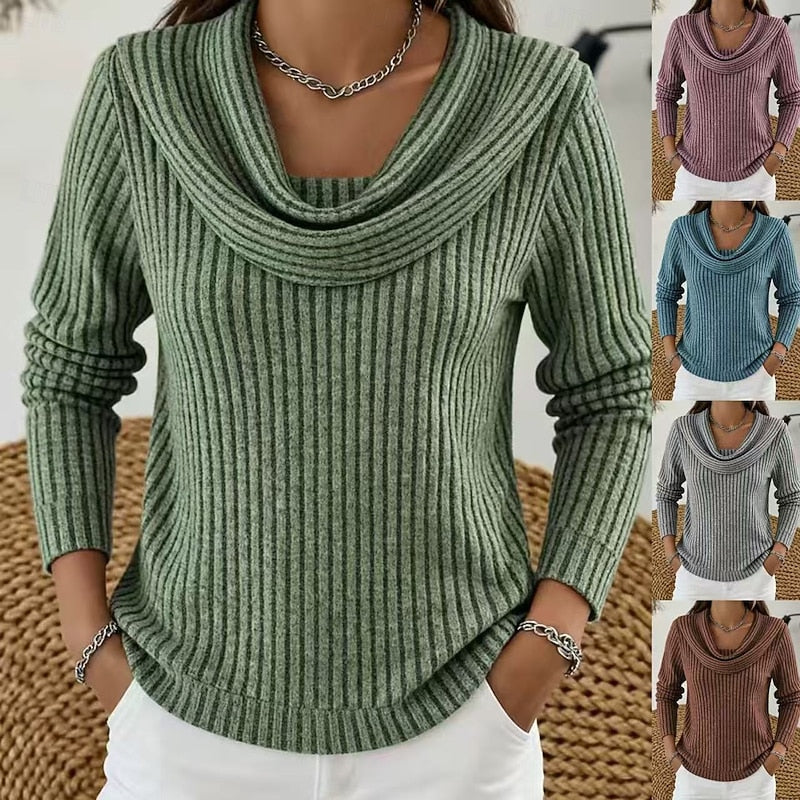 Pull côtelé à col bénitier — Amielle Paris