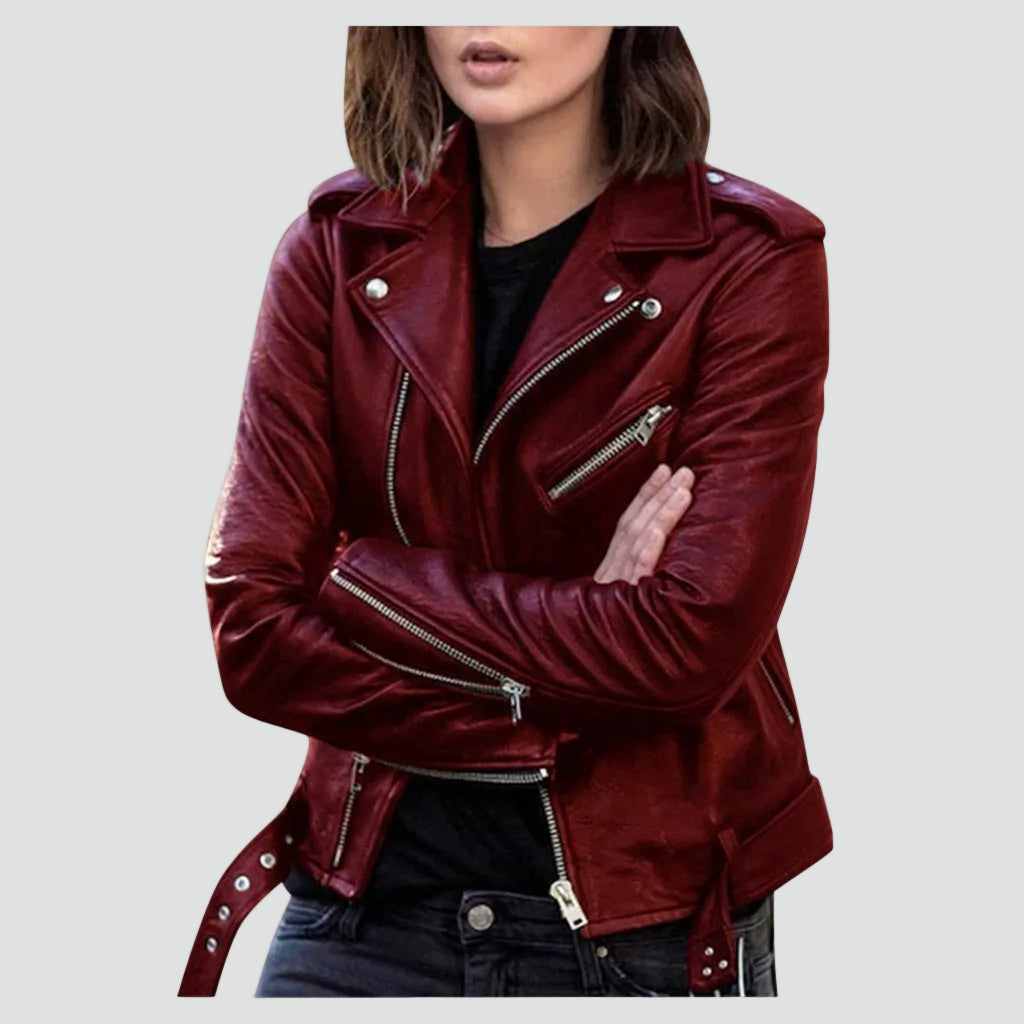 Veste de motard à revers et zip asymétrique — Amielle Paris