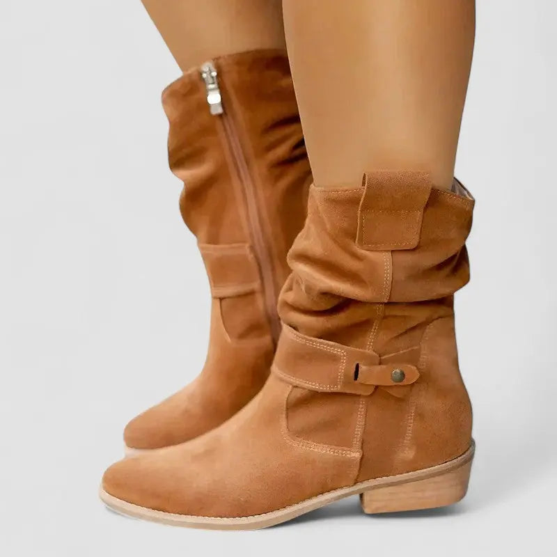 Bottines plissées à zip latéral — Amielle Paris
