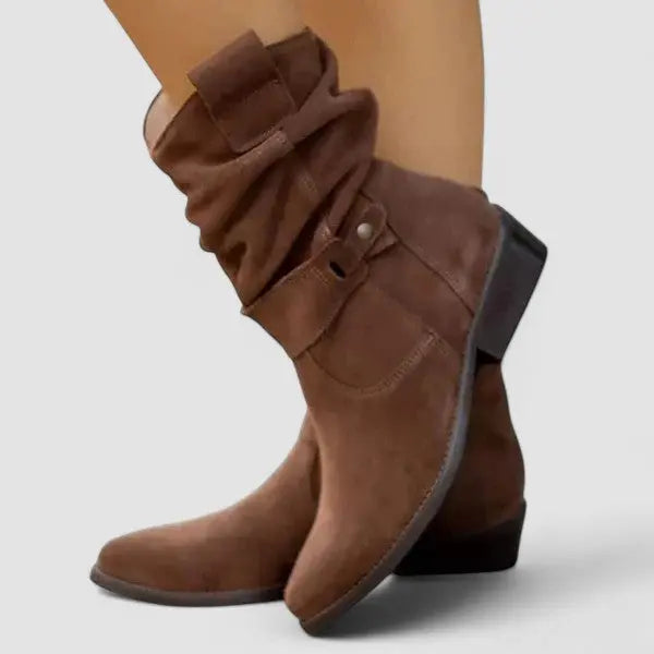 Bottines plissées à zip latéral — Amielle Paris
