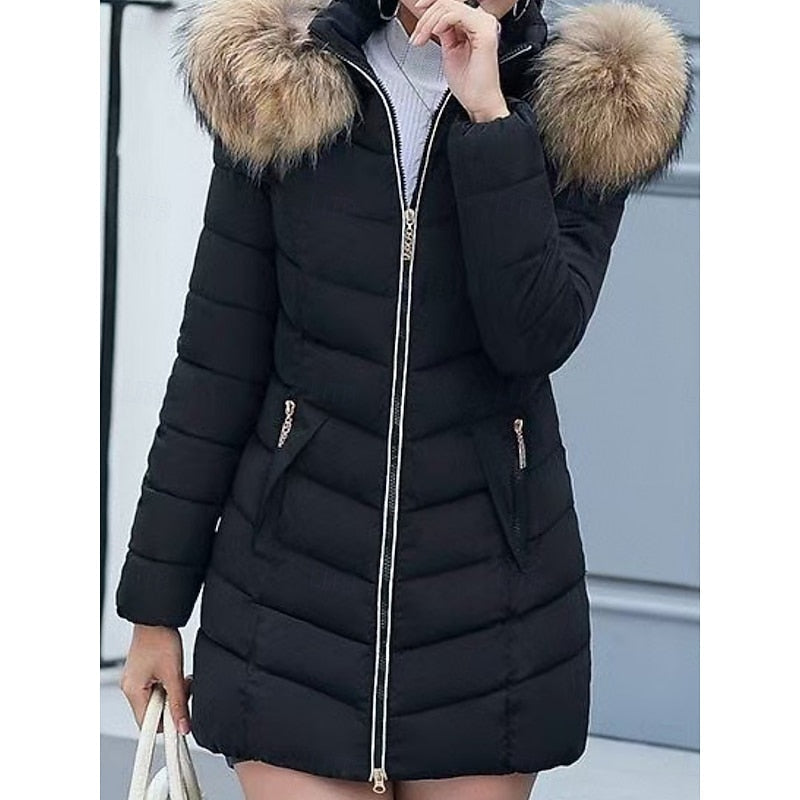 Parka matelassée à capuche en fausse fourrure — Amielle Paris