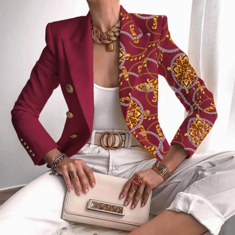 Blazer croisé à empiècements contrastants — Amielle Paris