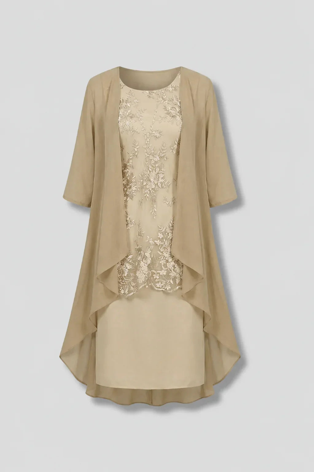 Ensemble robe en dentelle et veste en mousseline — Amielle Paris