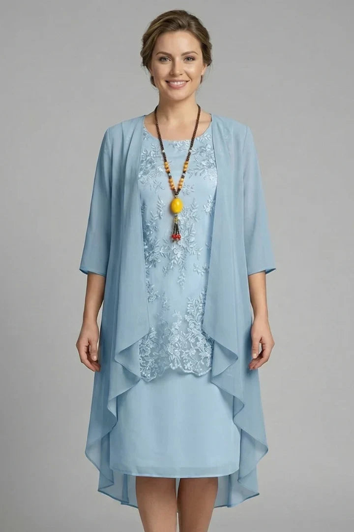 Ensemble robe en dentelle et veste en mousseline — Amielle Paris