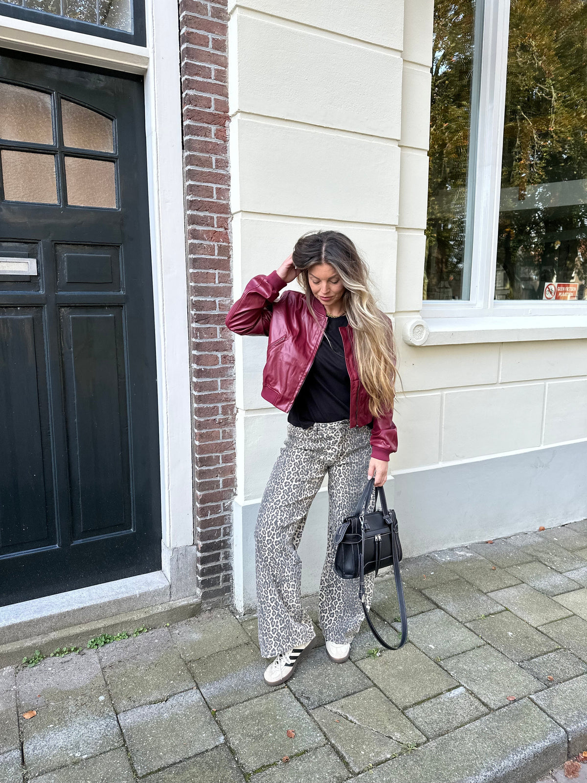 Blouson aspect cuir à col côtelé — Amielle Paris