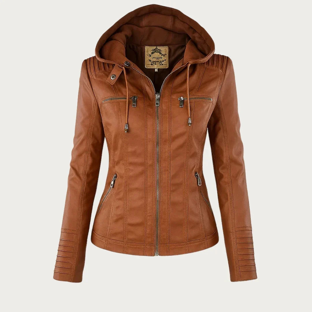 Veste de motard à capuche et poignets côtelés — Amielle Paris
