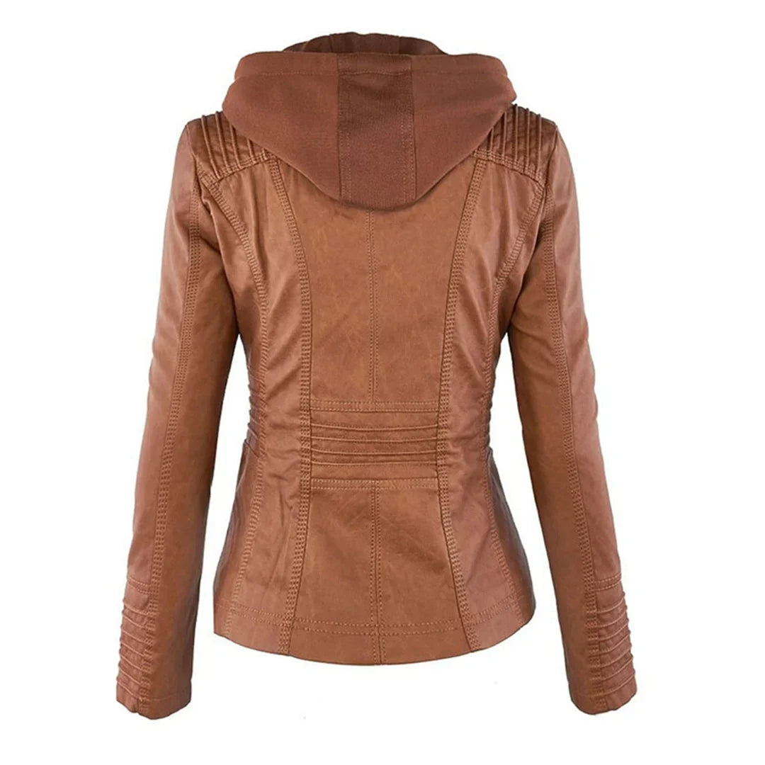 Veste de motard à capuche et poignets côtelés — Amielle Paris
