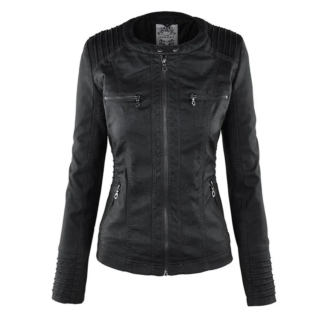 Veste de motard à capuche et poignets côtelés — Amielle Paris