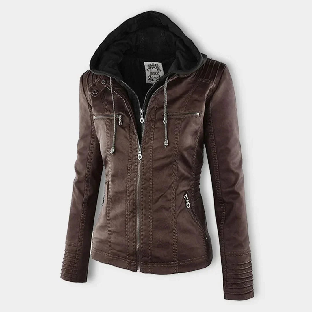 Veste de motard à capuche et poignets côtelés — Amielle Paris