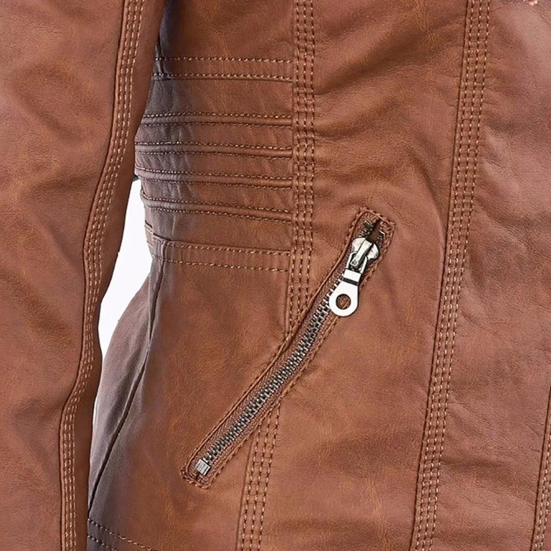 Veste de motard à capuche et poignets côtelés — Amielle Paris