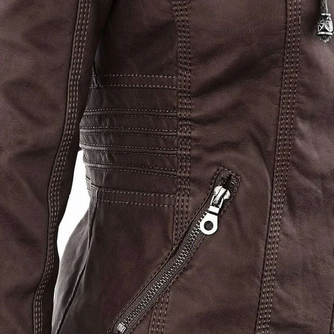 Veste de motard à capuche et poignets côtelés — Amielle Paris